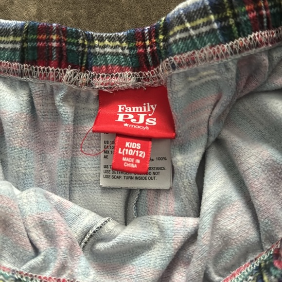 Macy’s plaid PJ set. Color- red/green/white plaid. Top size- XL. Bottom size- L - Picture 6 of 6